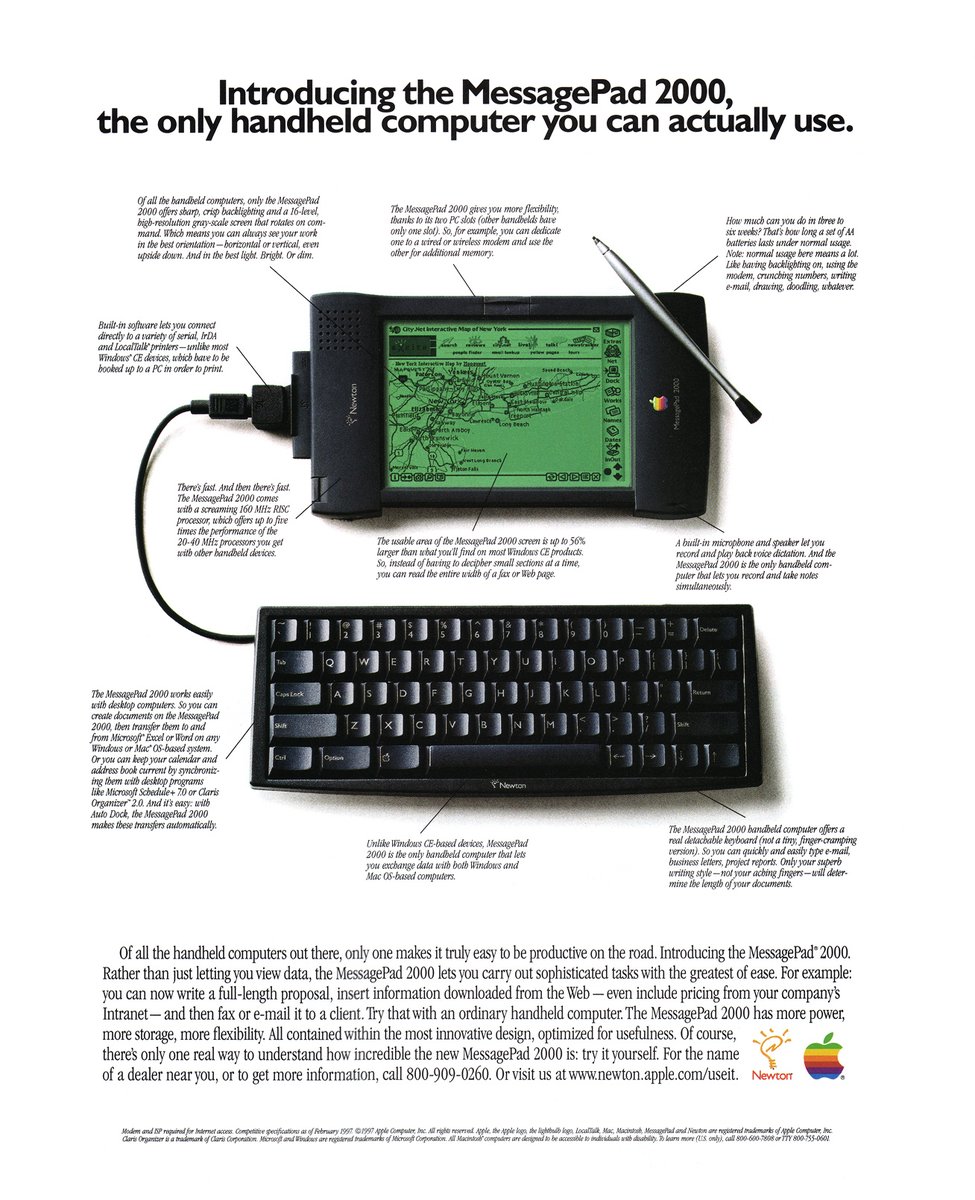 BasicAppleGuy's tweet photo. Newton MessagePad 2000 Print Ad https://t.co/ZpWmh4vIkq