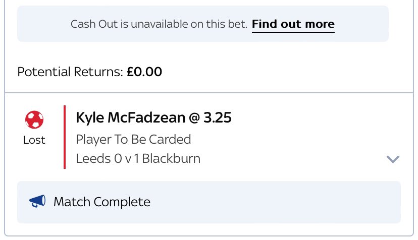 SiManning777's tweet photo. @SkyBetHelp hey you have settled this as a loss when was shown live on Sky to be a yellow card given to Mcfadzean https://t.co/TXViP2UHT6