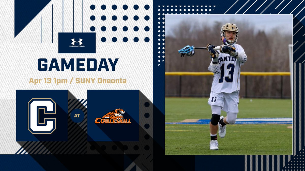 Cantonmenslax's tweet photo. GAMEDAY! Another NAC battle vs Cobleskill 1pm at SUNY Oneonta #cantonlax #GRIT #feetonthegroundshoestied #DP20 #CB22 #CG6 #CV8 https://t.co/5WNIGZ8YDA