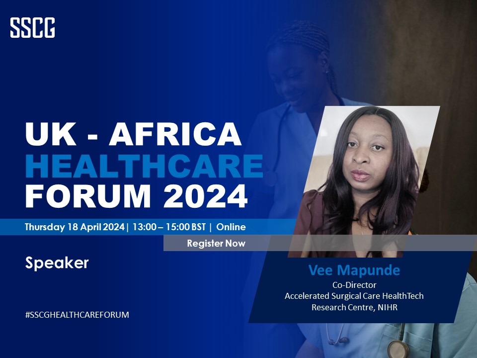 SSCGConsulting's tweet photo. We are delighted to confirm that Varaidzo Mapunde - Co-Director, Accelerated Surgical Care HealthTech Research Centre, NIHR  will be speaking at the SSCG UK - Africa Healthcare Forum 2024 on Thursday, 18 April 2024.  

Find more and register https://t.co/QFzwRtogwm https://t.co/bIE00KDm8m