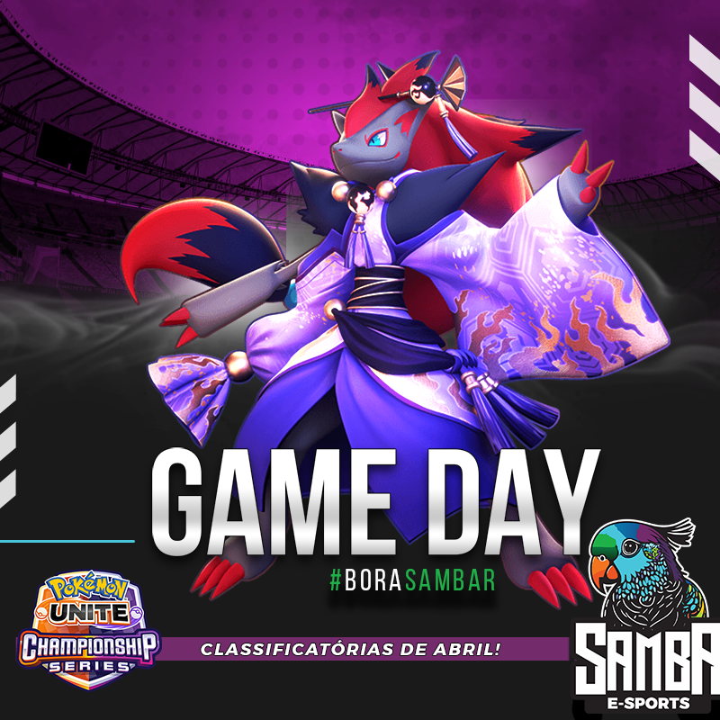 sambaesports's tweet photo. É HOJEEE!

Logo mais teremos mais uma etapa das classificatórias pro TOP 8, dessa vez a etapa do mês de Abril! Vamos com tudo Sambistas!

#PokemonUNITE https://t.co/K73UTO5Lnn