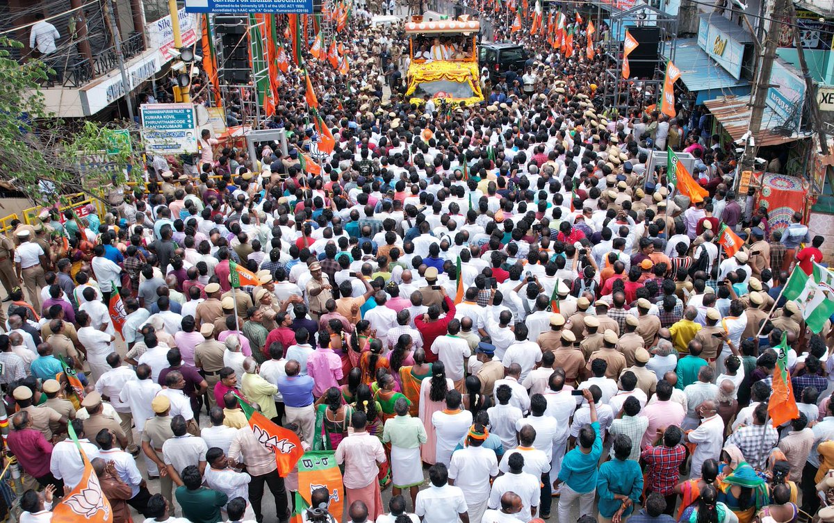 गृह मंत्री अमित शाह का कन्याकुमारी में रोड शो