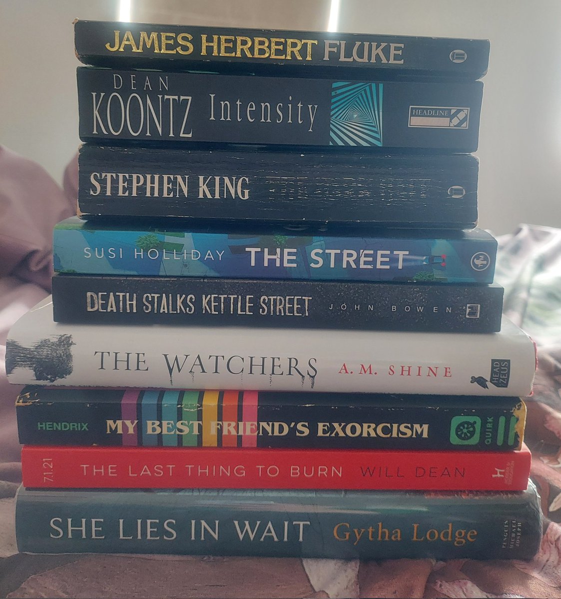 EllenDevonport's tweet photo. Lydia has visited the library of mum and picked these beauties 😍
#jamesherbert #deankoontz #stephenking #susiholliday #johnbowen #amshine #gradyhendrix #willdean #gythalodge #likemotherlikedaughter #bookwormsunite https://t.co/dJXBaPOkbi