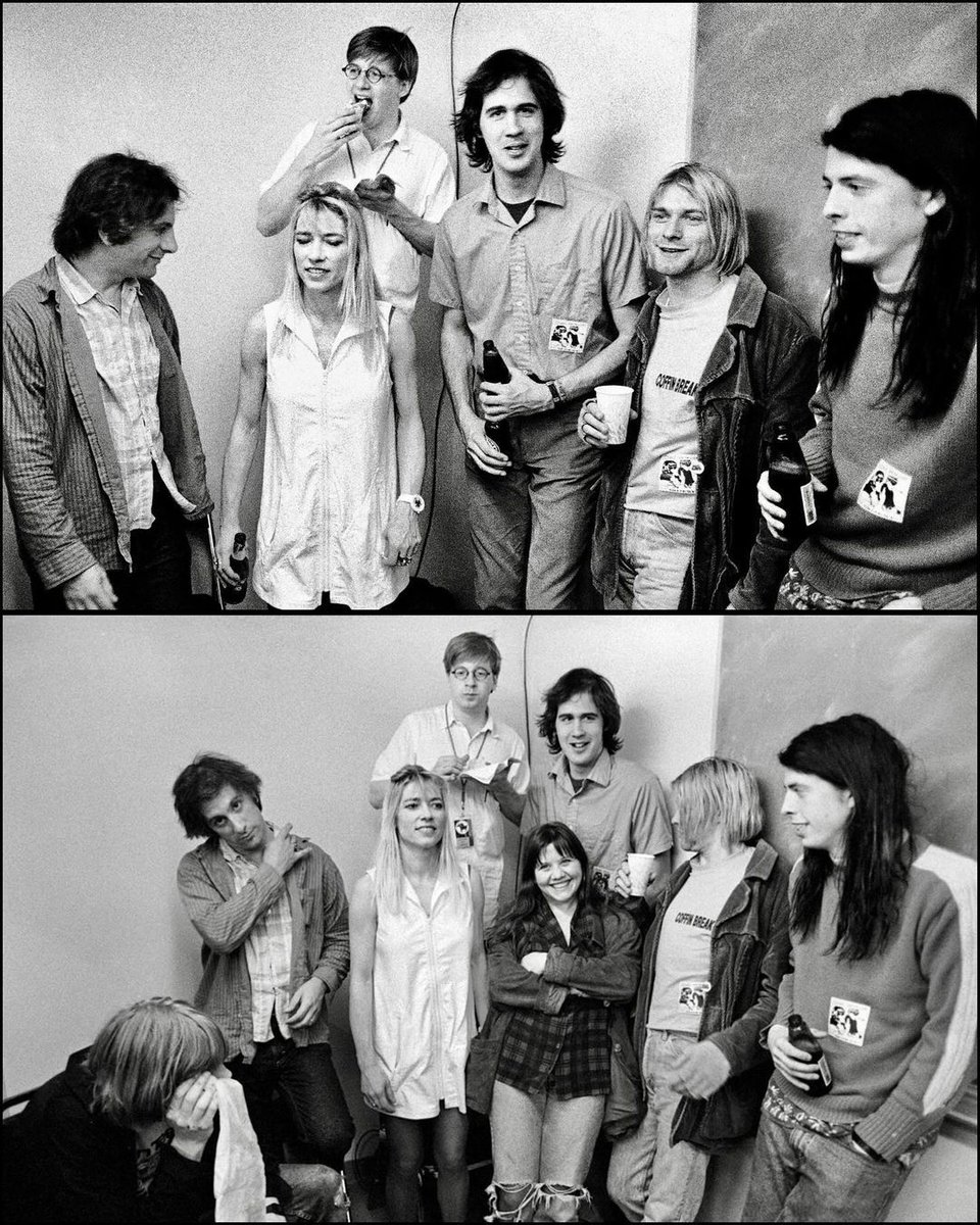 Nirvana and Sonic Youth ❤️
April 11, 1991 in Seattle, Washington, USA 
Photographer Charles Peterson 📸