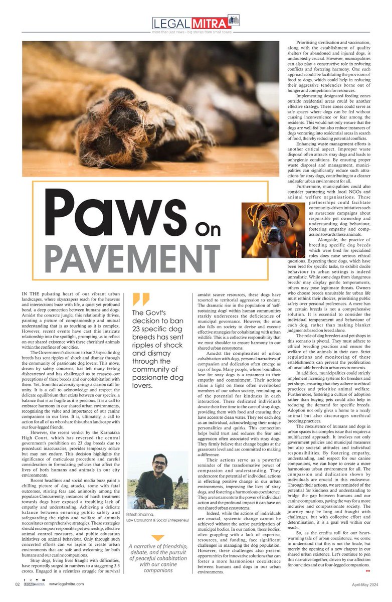 Paws on Pavement🐾
In the pulsating heart of our vibrant urban landscapes, where skyscrapers reach for the heavens and intersections buzz with life, a quiet yet profound bond, a deep connection between humans and dogs exists. 

#legalmitra #riteshk #dogs #doglover #streetdogs
