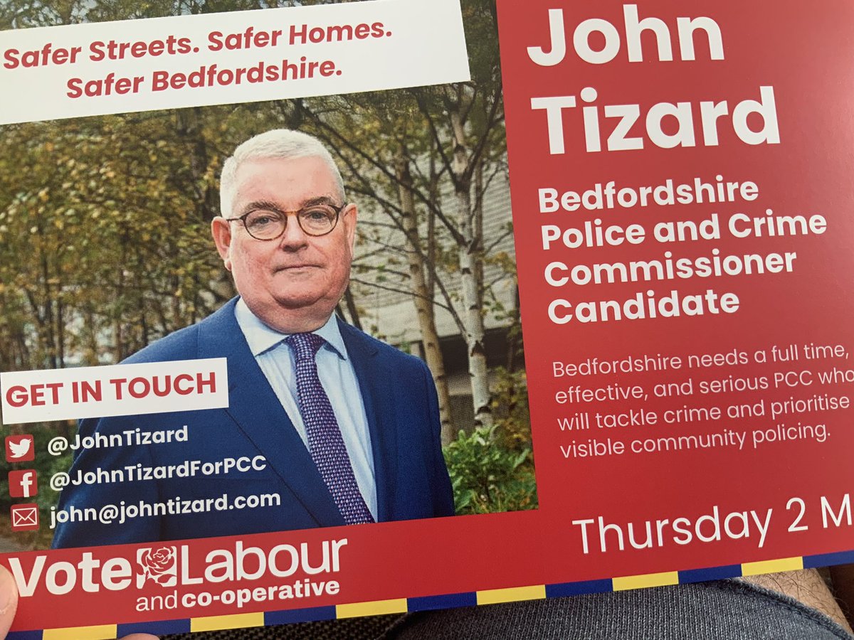 Fantastic campaign launch for @JohnTizard John’s priorities as Bedfordshire’s Police & Crime Commissioner include community policing, a focus on prevention, and tackling serious crime. John has unparalleled experience for the role; will be out campaigning for him.