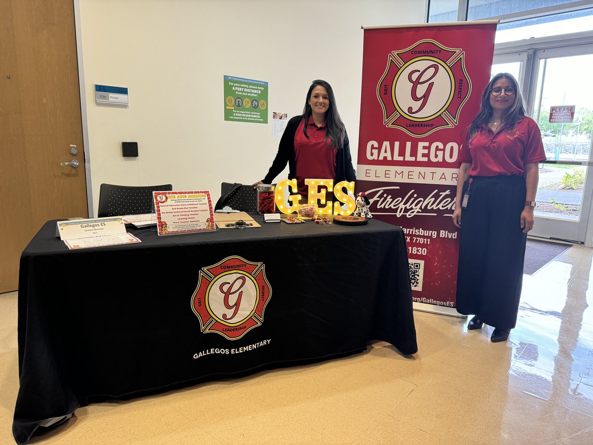 Gallegos Elementary School is hiring! Join us at the Job Fair today, April 13th, from 9:00 am-12:00 pm at Hattie Mae White. <a href="/edlyn_mares/">Edlyn Enriquez, M.Ed.</a> <a href="/ERuizHISD/">Eugenia Ruiz</a> <a href="/MsGonzalez_HTX/">Ana Gonzalez</a>