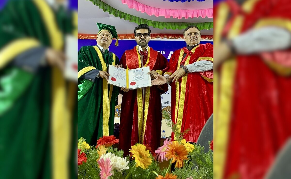 Ram Charan Receives Honorary Doctorate From Vels University ndtv.com/entertainment/…