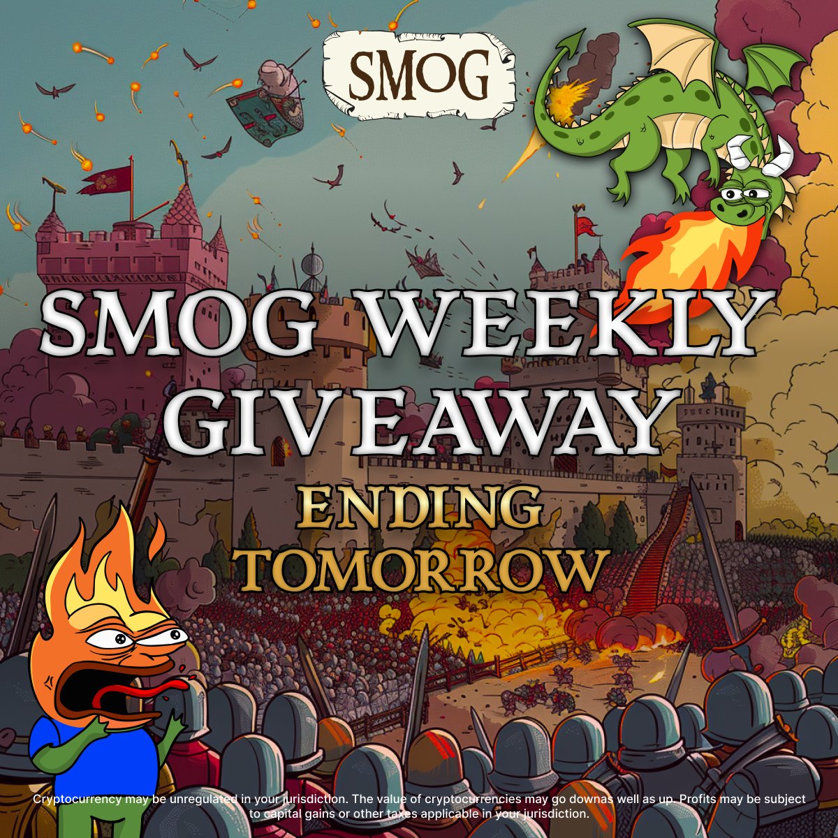 SMOGToken's tweet photo. Last chance, #Dragons! 🐉⏳

Seize the final opportunity! 🌟🎁

The #SMOG Weekly #Giveaway concludes tomorrow! 📢🎉

Follow / Like and RT / Tag 3 Pals / Upload Sc to #Zealy ⬇️

https://t.co/wiZme7CfTR https://t.co/xz8I0b8cHd