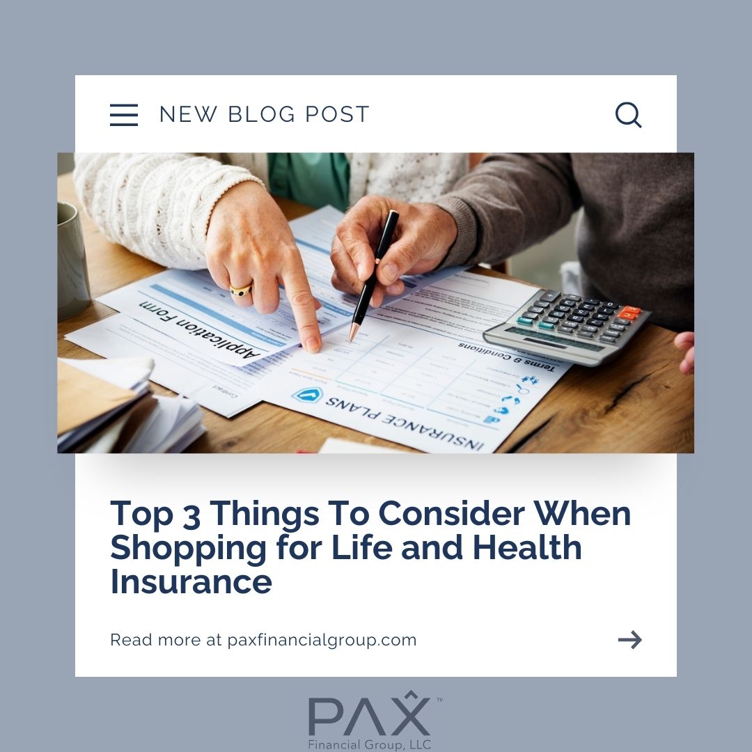 Shopping for life and health insurance can feel overwhelming, but it's a crucial step in planning for your future. Our latest blog at PAX Financial Group breaks down the top 3 things to keep in mind to make an informed decision. Read more: ow.ly/7Mk550R4oLO
#FinancialFuture