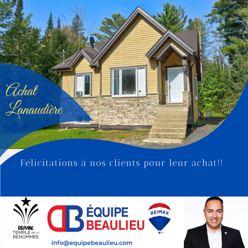 equipebeaulieu's tweet photo. "🎉 Félicitations à nos clients pour leur nouvelle acquisition à Rawdon, Lanaudière. Merci de nous avoir fait confiance. 
🏡 Si vous rêvez aussi de devenir propriétaire, contactez-nous! Nous sommes là pour vous aider à réaliser votre rêve immobilier. 
info@equipebeaulieu.com https://t.co/HCtuN1m2gT
