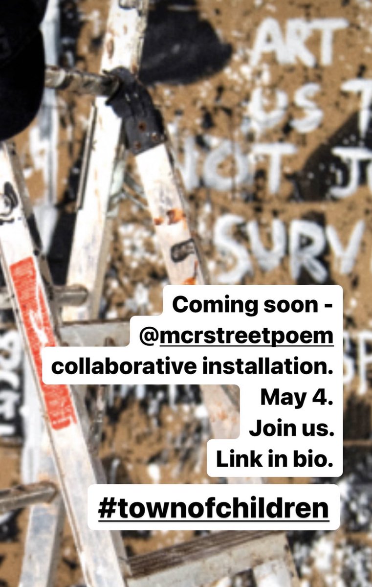 Coming soon as part of our #townofchildren celebrations on May 4: Solo exhibition from local artist Ruby Unsworth instagram.com/ruby_unsworth_… Solo exhibition from local artist & Creatives Now alum Charlie Currid instagram.com/charlie_currid… Community collab with @mcrstreetpoem.