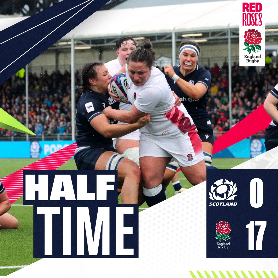 A strong opening half from the #RedRoses at the Hive 🌹

#SCOvENG | #GuinnessW6N
