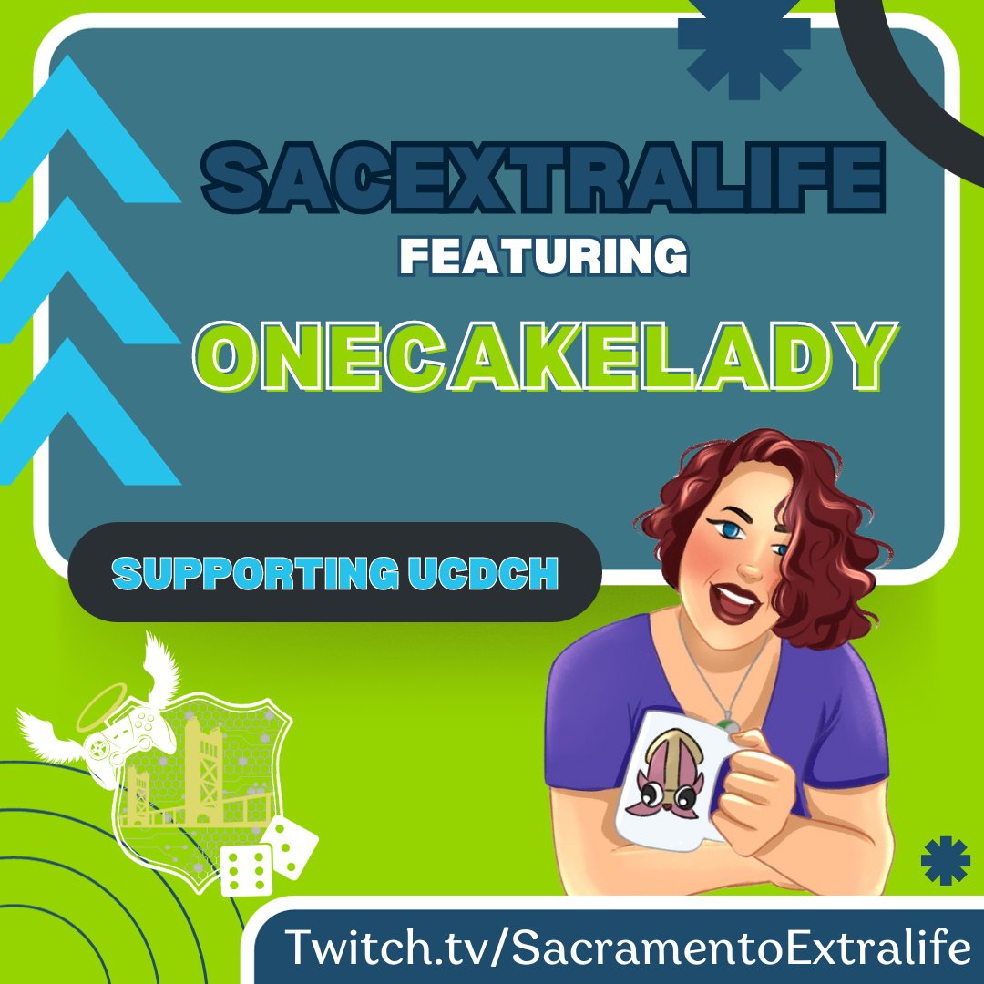 SacExtraLife's tweet photo. Join the wonderful @OneCakeLady for a super fun morning of gaming and laughs! Cake will be live at 9am (PT) to play games while raising funds and awareness for @CMNatUCDavis ๐ฐ
https://t.co/CQP4UKtFfF
#EXTRALIFE #changekidshealth #kidscantwait #twitchaffiliate https://t.co/93LjqJBNgm