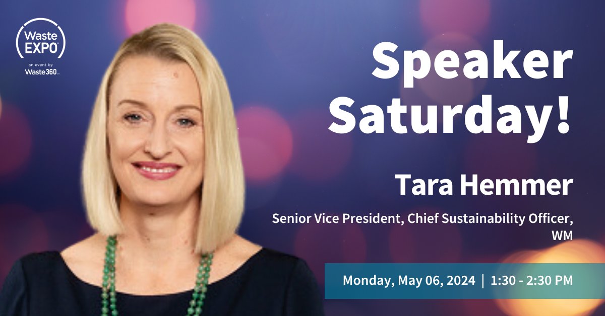 We are pleased to feature Tara Hemmer, Senior Vice President and Chief Sustainability Officer at WM, for #SpeakerSaturday. Join Tara as she talks about why sustainability is good for business, and why business is good for sustainability.  Learn More: utm.io/ugOlk