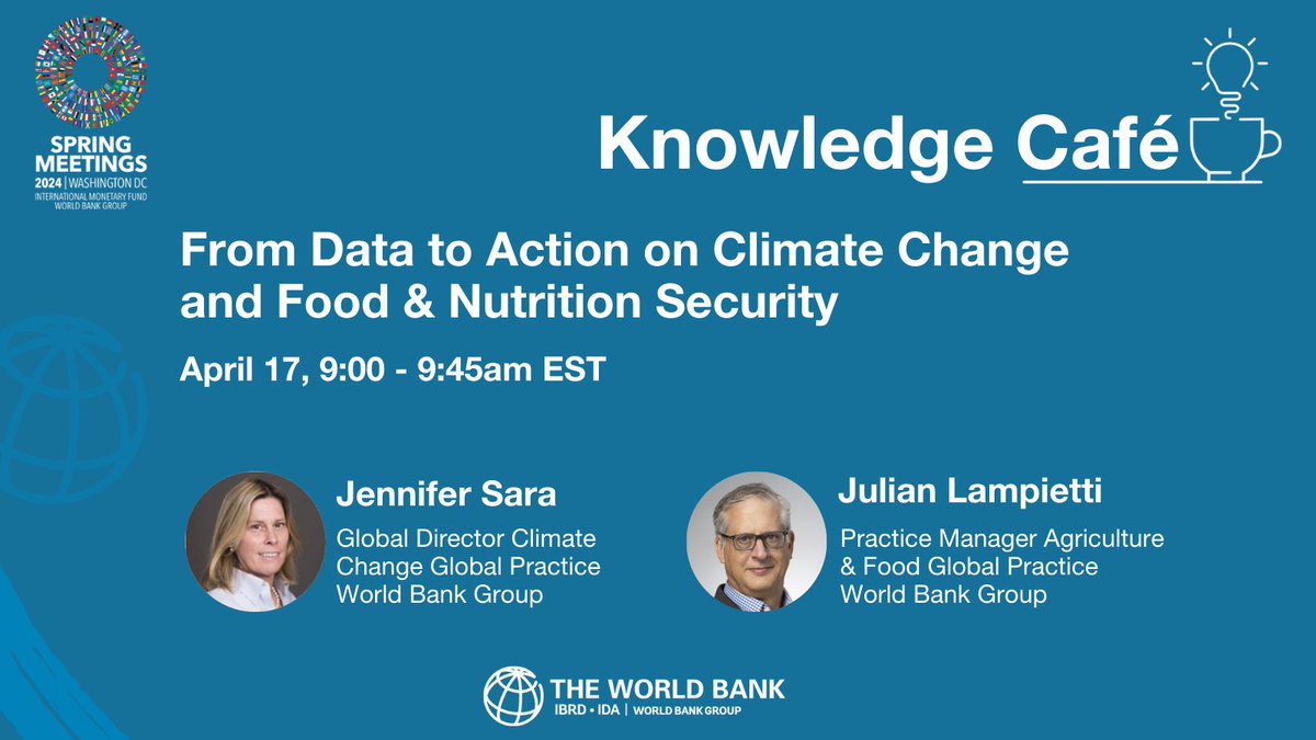 How can publicly available data help create action on the ground? Join a discussion highlighting data in action through two platforms: the Climate Change Knowledge Portal and the Global Food and Nutrition Security Dashboard. Watch live: gafs.info #WBGMeetings