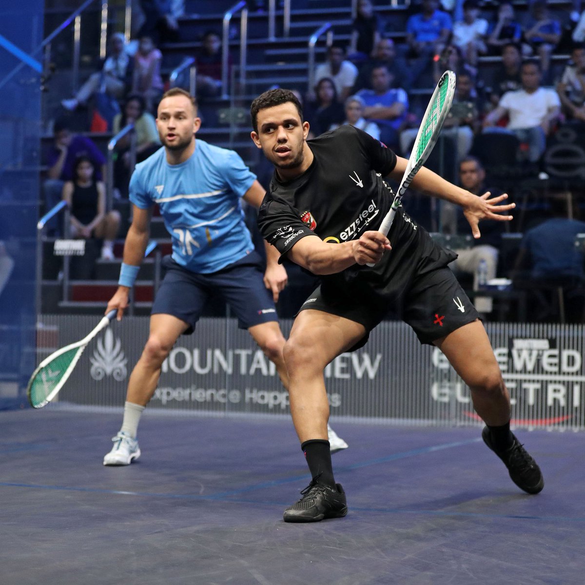 Result: @BlackBallSquash Open Men's RD2 🇪🇬 [2] @mostafasal_ beats @GregMarche 🇫🇷 3-2: 11-5, 5-11, 10-12, 11-4, 11-5 (59m) ✍️ Report: psaworldtour.com/news/black-bal… #BlackBallOpen