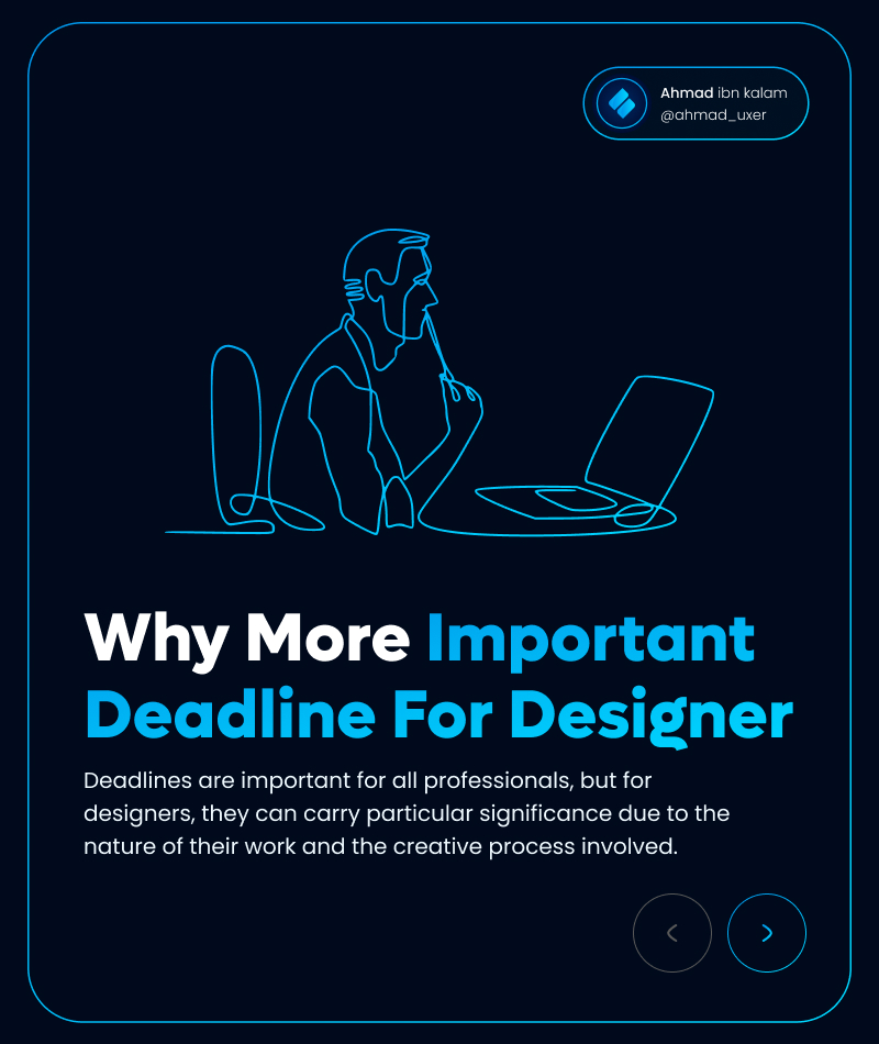 Why more important deadline for the #designer👌

💠 To get more info #ahmad_uxer
💠See full post: tinyurl.com/28qel7df

#design #deadline #deadlines #project #timeline #timing #projecttiming #projecttimeline #uiux #ux #ui #uxdesign #uidesign #uxtips #uitips #uitrends