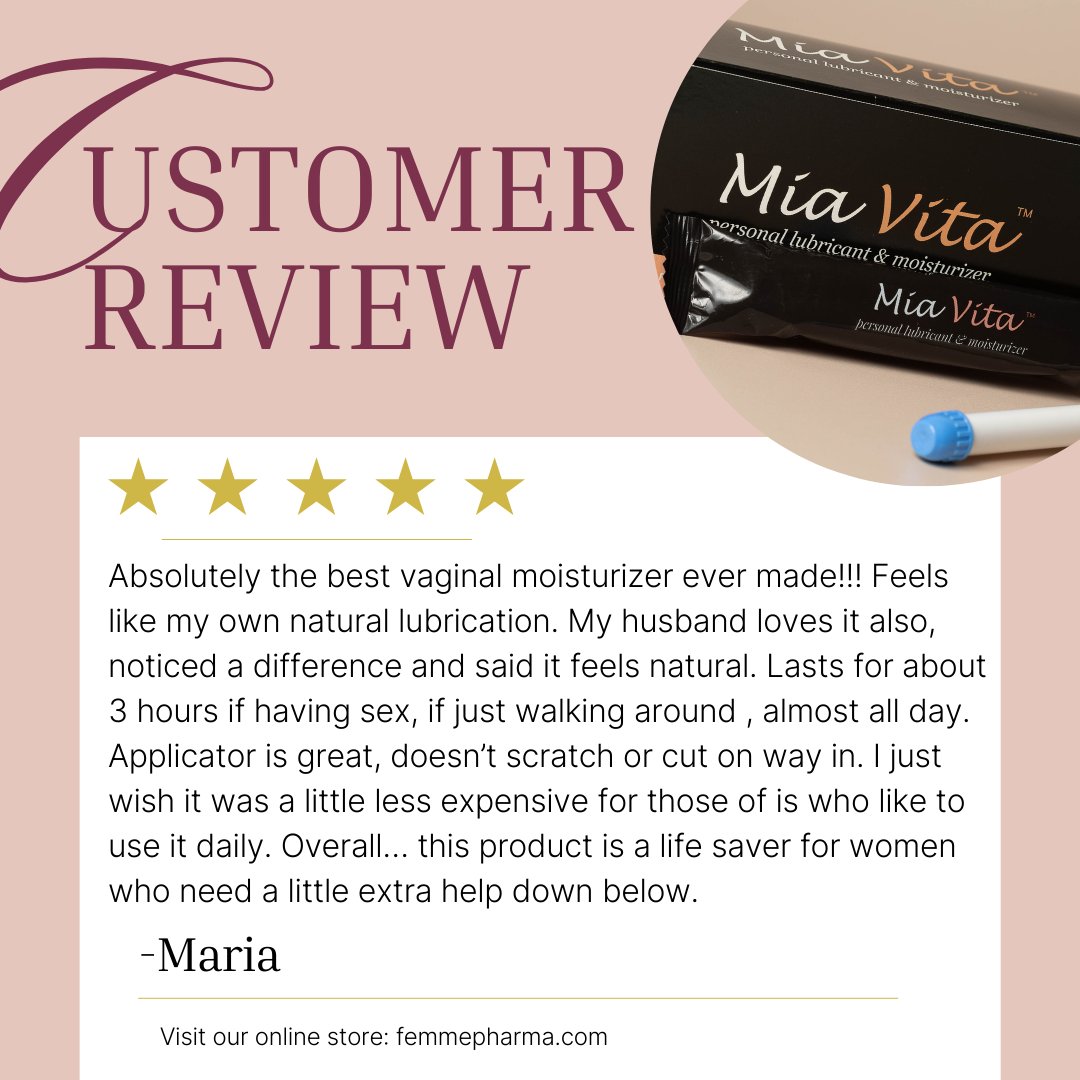 Loving this 5 star review from our satisfied customer! 
 
#satisfiedcustomer #5star #review #menopauserelief #vaginaldryness #madebywomenforwomen #menopause