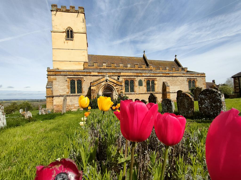 A wonderful day to be out churching. St Michael's in the village of Stow and nine churches , Northamptonshire.