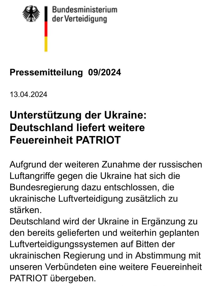 Germany does the right thing today. Our allies must urgently follow suit. #PatriotsForUkraine Many thanks to @PistoriusBoris @ABaerbock & many more behind the scenes for their pressure & engagement. We can & must do even more 🇩🇪🇺🇦💪