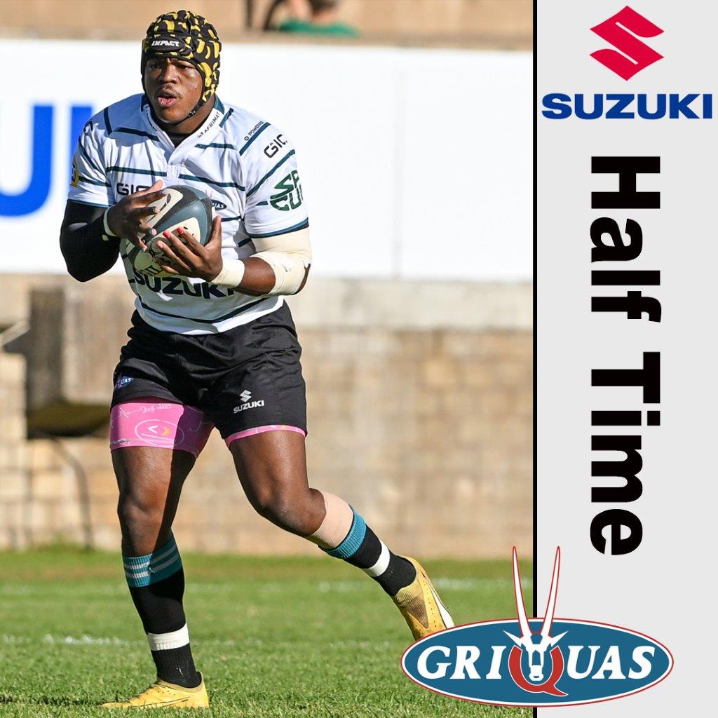 🔵 Half Time Suzuki Griquas 14 - 10 Griffons Points scored 1st half: Pen. Griffons Try. Thomas Bursey Conv. Lubabalo Dobela Try. Connor Mahoney Conv. Lubabalo Dobela Try. Griffons Conv. #letsplayrugby #sacup #suzukigriquas #experiencenortherncape #somuchmoretofeel