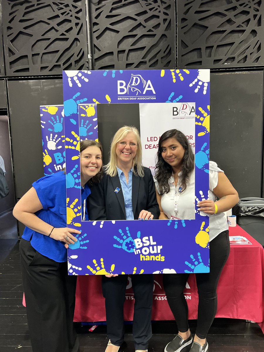 What a great day at @citylit #DeafDay Thanks everyone who visited our stall, became members & signed up to support #bslinourhands See you at the BSL Conference or @Deaffest Photo: Mhairi Simpson BDA England Manager, Rebecca Mansell CEO, Kiran Allcock Membership & Events Manager