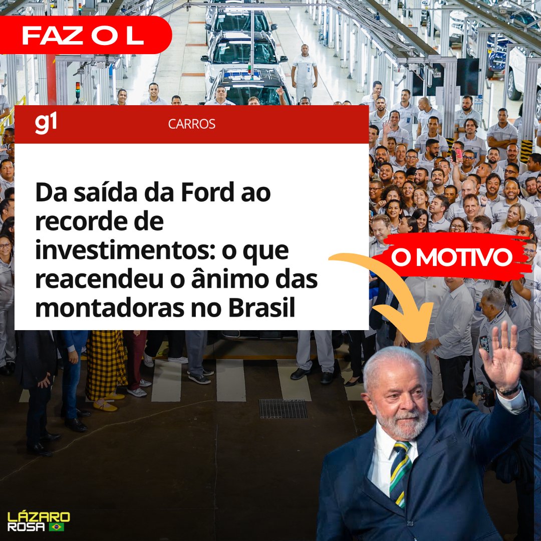 Quanta diferença! Saímos do desgoverno que fechava fábricas para o Governo Lula que já atraiu mais R$ 123 bilhões em investimentos só no setor automotivo.