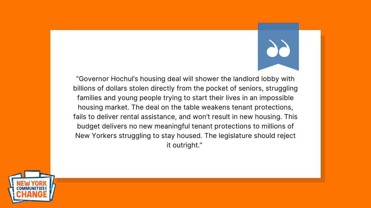NYCC’s response to @GovKathyHochul’s disastrous housing deal in the 2024 NYS budget. @CarlHeastie & @AndreaSCousins must stand with tenants and reject this deal outright.