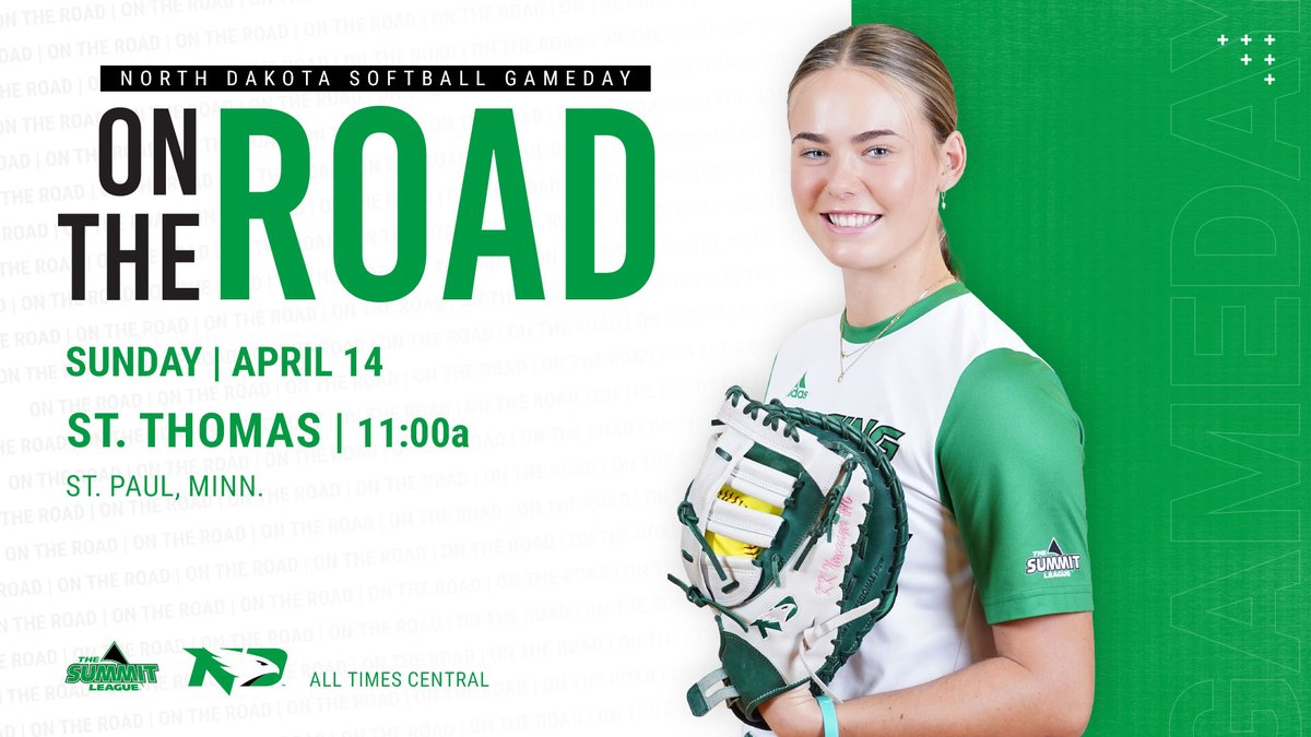 UNDsoftball's tweet photo. One more to close out the weekend!

🆚St. Thomas
⏰11:00 AM
📺Summit League Network
📊https://t.co/f4JWyi6Mb3

#UNDproud | #LGH https://t.co/csjrU4TR3n