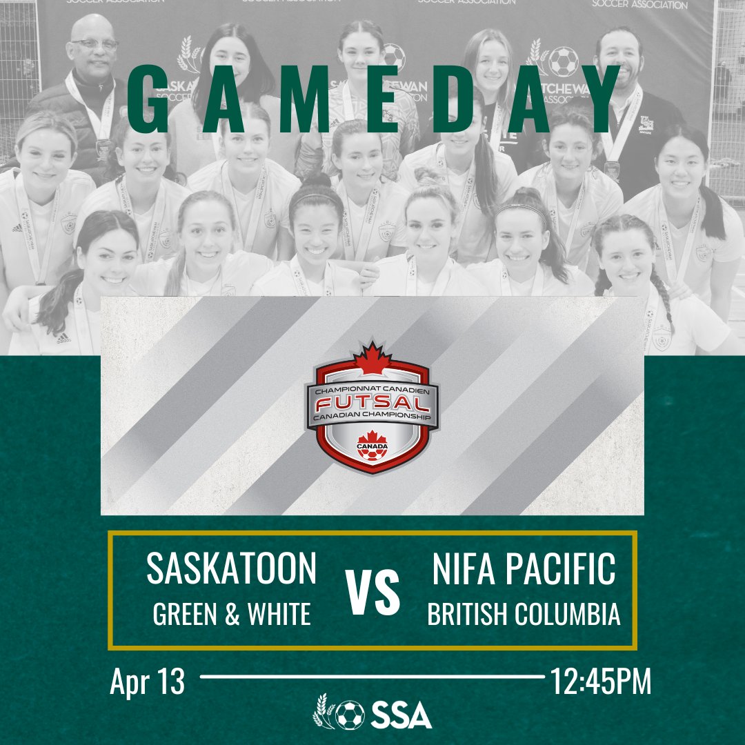 It's GAME DAY!!! 📣 Saskatoon Green & White vs NIFA Pacific (British Columbia) TODAY 12:45MT!! ⚽️ 🌾 @saskatoongreenandwhite You can watch the games on Youtube.com/CanadaSoccerTv #sasksoccer #soccer #futsal #soccerassociation #sasksoccerassociation #saskatchewan #skproud
