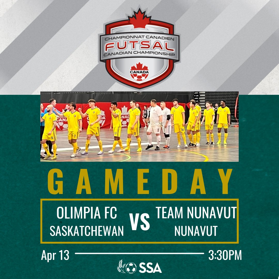 It's GAME DAY!!! 📣 Olimpia SK FC Men's Futsal Team vs Team Nunavut TODAY 3:30MT!! ⚽️ 🌾 @olimpiaskfc You can watch the games on Youtube.com/CanadaSoccerTv #sasksoccer #soccer #futsal #soccerassociation #sasksoccerassociation #saskatchewan #soccerdevelopment #skproud