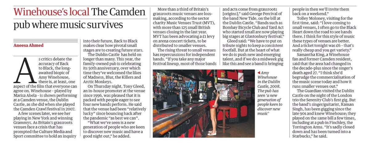 From @MadnessNews or @amywinehouse to the next young band treading the boards for the first time, we need places like @DublinCastle. Read it here @guardian @guardianmusic @aneeshaahmed @NewJournal @TonyBugbear @NME @TimeOutLondon @musicvenuetrust @365Radiodotco @gr8musicvenues
