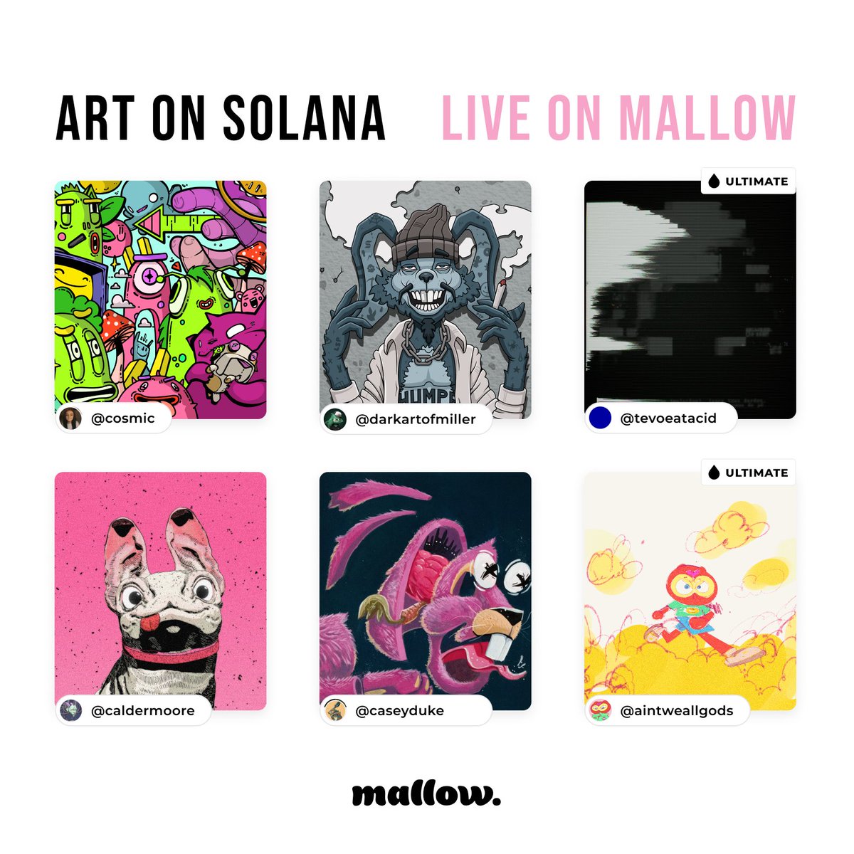 gmallow 🩷 create and share the art you love. Enjoy these fresh listings and have a great saturday friends 🥂 ft. @AleciaTV1 @DarkArtofMiller @tevoeatacid @CalderMoore_ @CaseyDukeDraws @aintweallgods