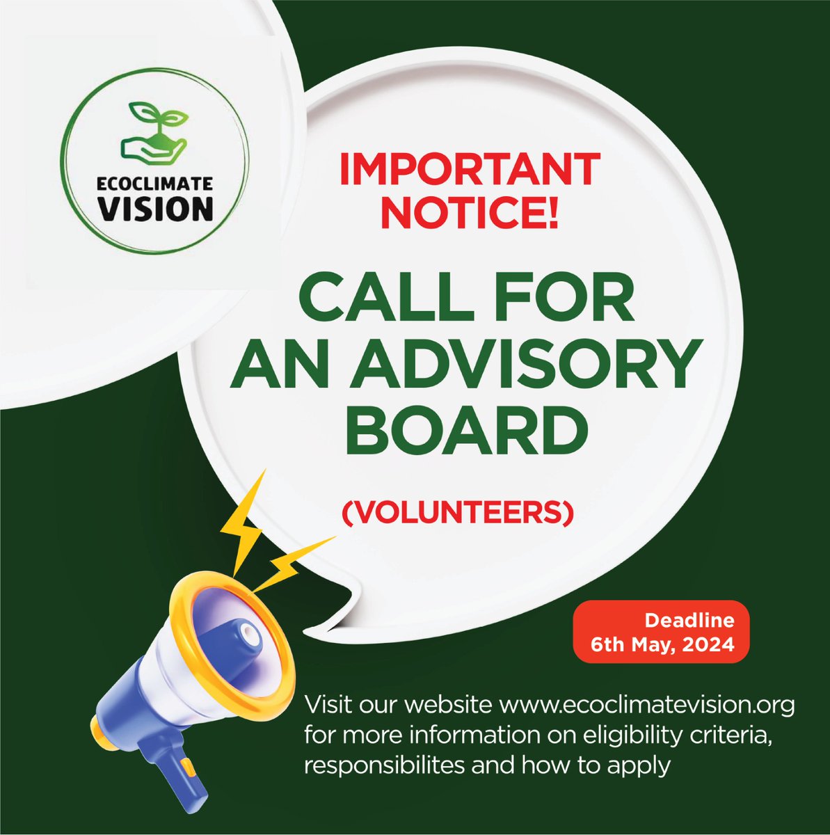 EcoclimateV's tweet photo. 🌍 Join Our Advisory Board! 🌱Visit our website https://t.co/pCmWlvqk8q to learn more about the qualifications and roles.  Apply directly or refer a candidate using the recruitment form: https://t.co/qazDtIhv5D or the referral form: https://t.co/1o1S923KfN.  #ecoclimatevision https://t.co/uEUKf6nhLW