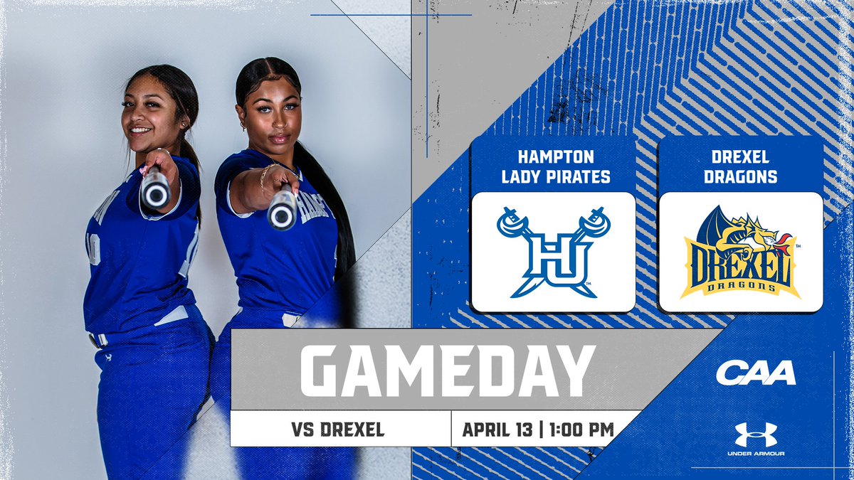 Gameday‼️ The Lady Pirates host Drexel on Hampton's first-ever Community Day. 🆚Drexel 📍Lady Pirates Softball Stadium ⏰1:00 PM 📺 @FloSoftball 📊bit.ly/44012Sd #WeAreHamptonU