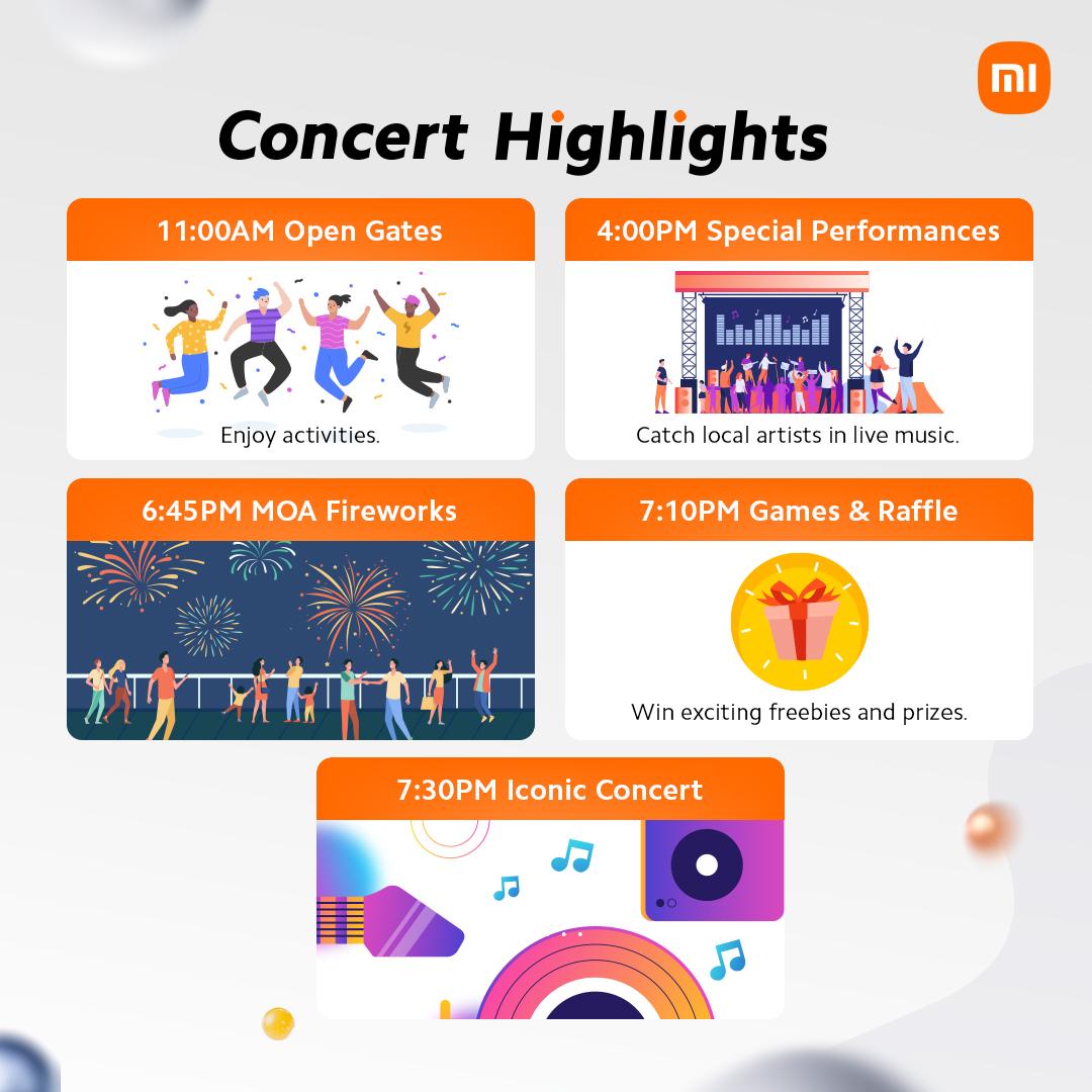 Here's what to expect during the #XiaomiFanFestival2024 Iconic Concert! Come join us at SM by the Bay this April 20, 2024 to join in on a day full of fun! Exciting games, prizes, deals, activities and special performances await! #RedmiNote13Series #EveryShotIconic