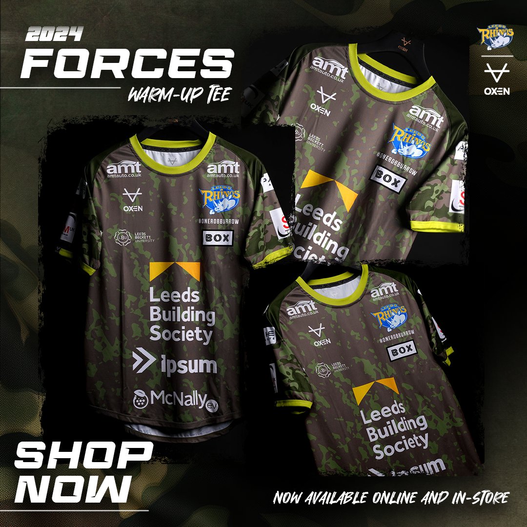🫡 A Salute to Service... Leeds Rhinos are proud to reveal our 2024 Forces Warm-Up Tee, which will be worn before this year's annual Armed Forces fixture against @Giantsrl at AMT Headingley Stadium on Friday. Shop now bit.ly/4cQypuG
