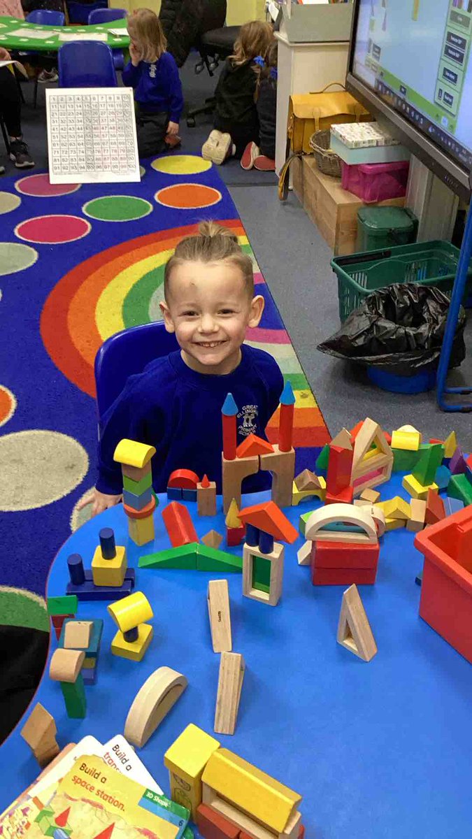 We began the Spring term by exploring 3d shapes and discovered if they would stack/roll/slide/roll &amp; slide!