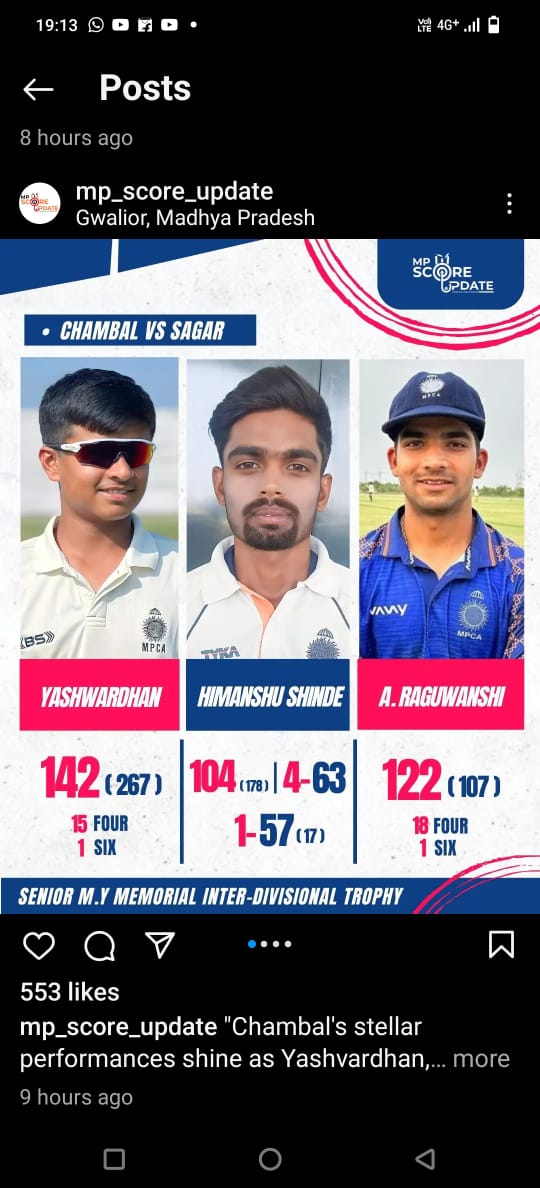 In 2022, I had written an article on 12 year old Yashowardhan Chauhan of Chambal scoring 4 triple hundreds.
Now aged 14, he scored 3 centuries in the Vijay Merchant tournament.
Today, in the debut match of the senior division he scored 142..watch for this talent #cricket