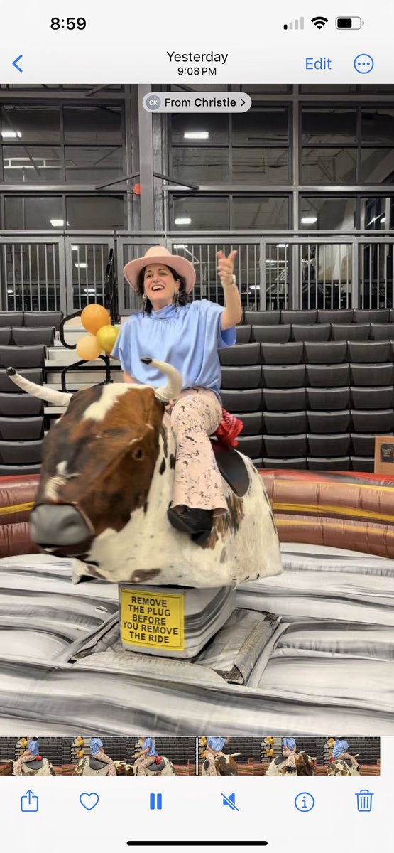 stephalexbrooks's tweet photo. Yes, there’s a video of this craziness - no I won’t be posting it! But, try new things! Take the risk - be a little embarrassed. It’s worth the life experiences!! Happy Saturday, y’all!! #mechanicalbull https://t.co/HFuyfzTPUx