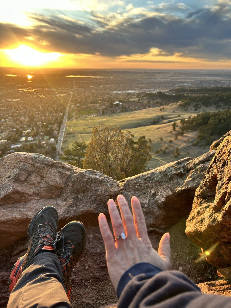 I love sunrise hikes, but I love Meredith so much more. After stumbling nervously through a journal entry I wrote years ago about the depth of her heart, I popped the question and I can’t wait to grow the rest of our lives together ♥️💍 #wereengaged #sunrisehike #shesaidyes