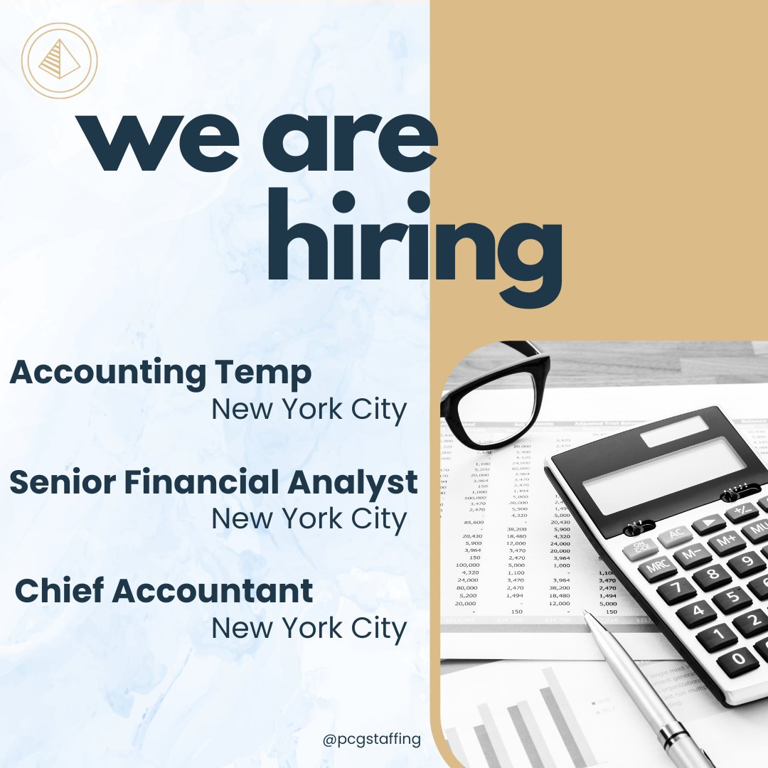 Calling NYC Accounting & Finance professionals! We're hiring for these and other roles - contact us to learn more. #nyc #nycjobs