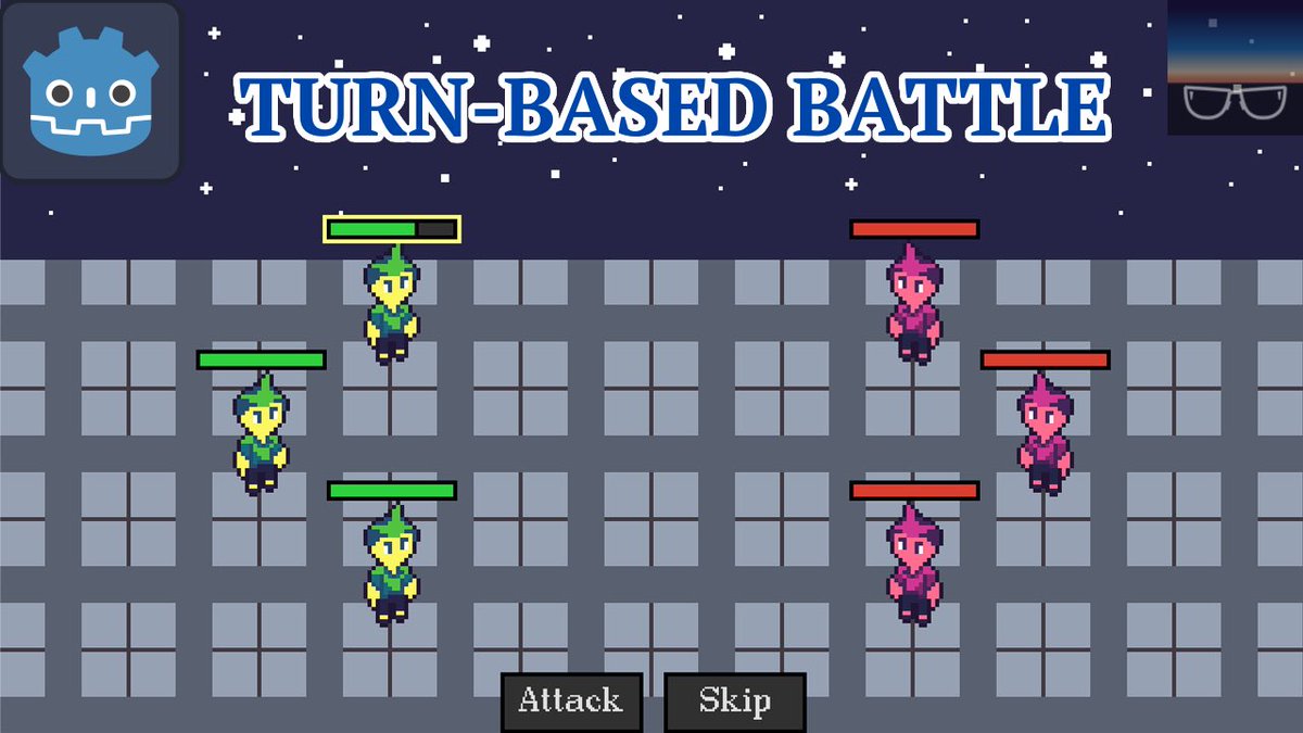 AATwilightYT's tweet photo. Showing how to make turn-based battle system in Godot 4 at https://t.co/Vm2IwvQQTr

#screenshotsaturday #GodotEngine #tutorial #gamedev #indiedev #gameprogramming #gamesystem https://t.co/WwdOh0tG6T