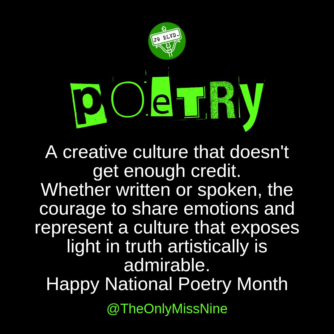 TheOnlyMissNine's tweet photo. POETRY: A creative culture that doesn't get enough credit. Happy National Poetry Month to my fellow poets. #FocusedCEO #TheOnlyMissNine #NationalPoetryMonth #PoetryIsNotDead #Poetry #CreativeWriting https://t.co/e8yHmbyBGi