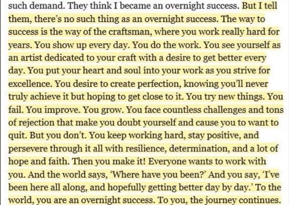 No such thing as an overnight success! Read this from The Carpenter👇