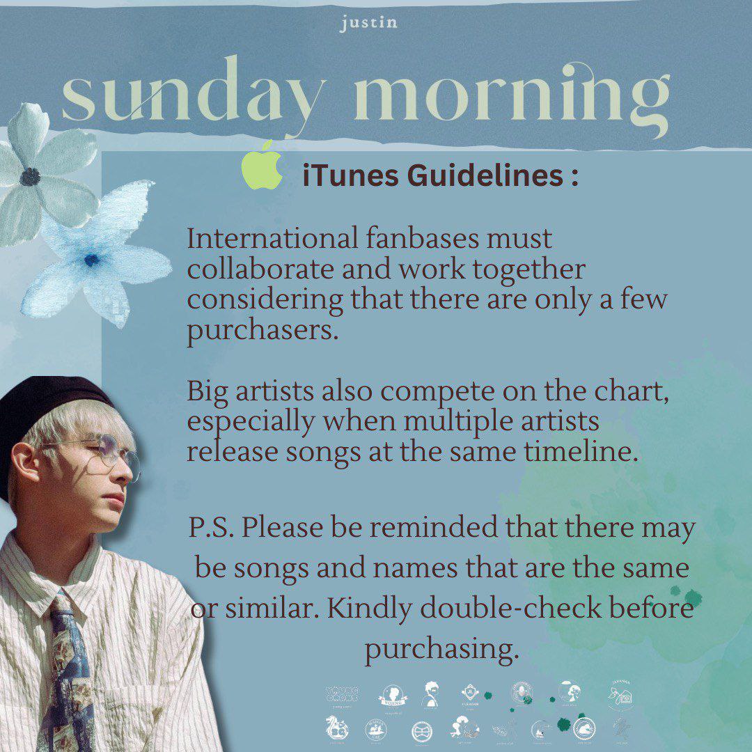 iTunes team, be prepared! Sunday Morning cover by justin will be available on all platforms at exactly 12mn. Let's prepare ourselves by reading the reminders below! SLMT mga mais & A'tin for your unwavering support! @justintdedios #justin #PreSaveJustinSundayMorning