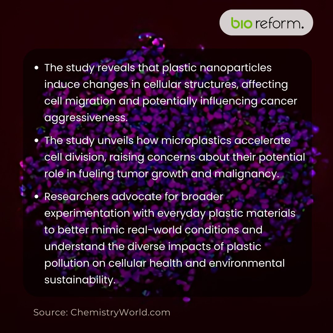 Plastic pollution isn't just an environmental issue—it's a health concern too. Stay informed on the latest findings and join us in our mission for a cleaner, safer planet. 🧬
To find out more feel free to DM us at @BioReform
#bioreform #chemistryWorld #govtofindia