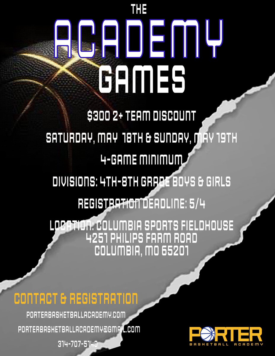 Year 2 of our Academy Games. 4th-8th grade boys and girls divisions. Registration is live on our website. Reach out today for more information!