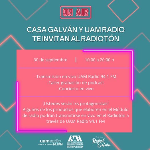 radioabierta's tweet photo. 📻El Radiotón 2024 ya está aquí!

¡Participa!

🗒️Consulta las bases con la plantilla docente del módulo de radio.

⚠️Inscripciones abierta a todo el público⚠️
🎙️Taller Grabación de Podcast.
⬇️https://t.co/6ZqMPOk47m

💢Cupo limitado.10 lugares.

📍 Casa Rafael Galván UAM https://t.co/gg9TvWfO9O